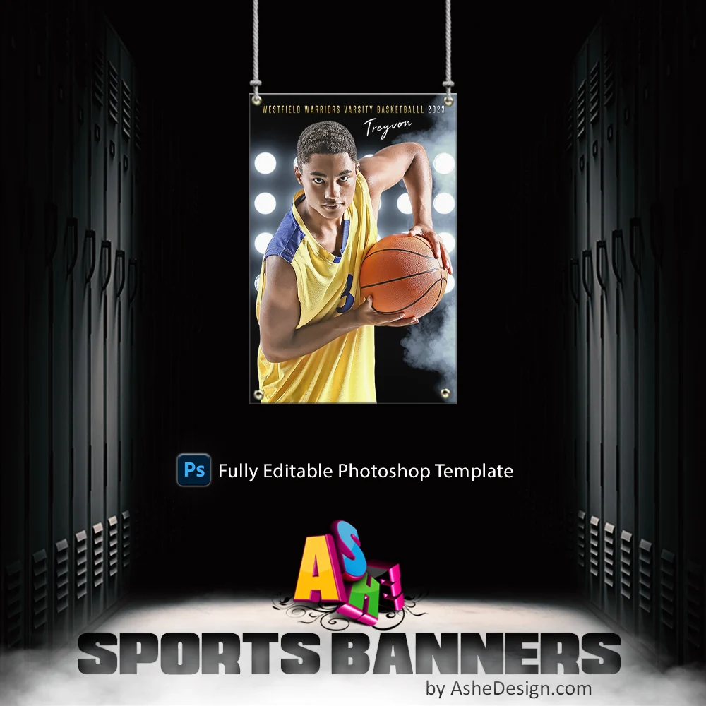 2'x3' Sports Banner - Floodlights Sports Template For Photoshop
