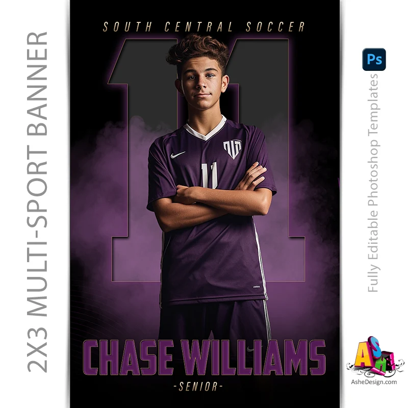 2'x3' Multi Sport Banner - The GOAT Template For Photoshop - Image 2