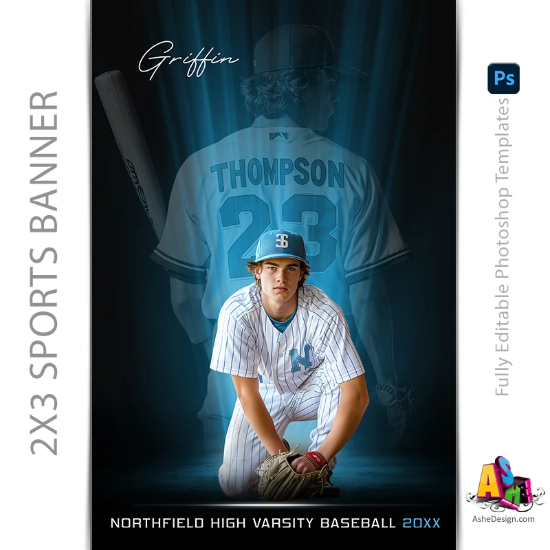 2'x3' Multi Sport Banner - Uplights Template For Photoshop - Image 2