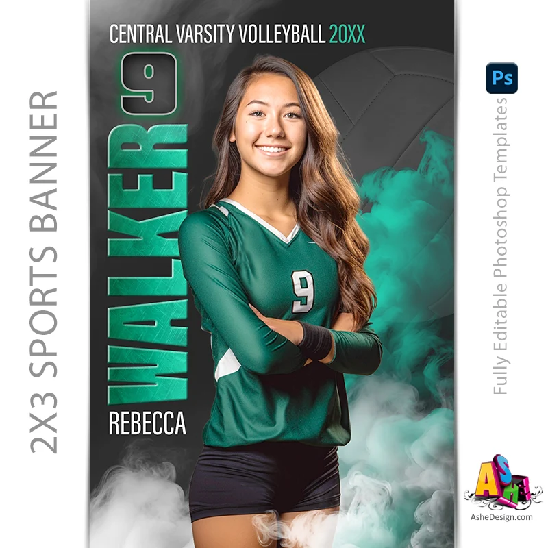 2'x3' Sports Banner - Sports Legends Volleyball Template For Photoshop