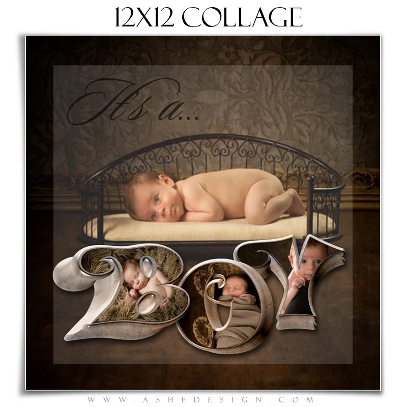 3D Word Collage (12x12) - It's A Boy 3D