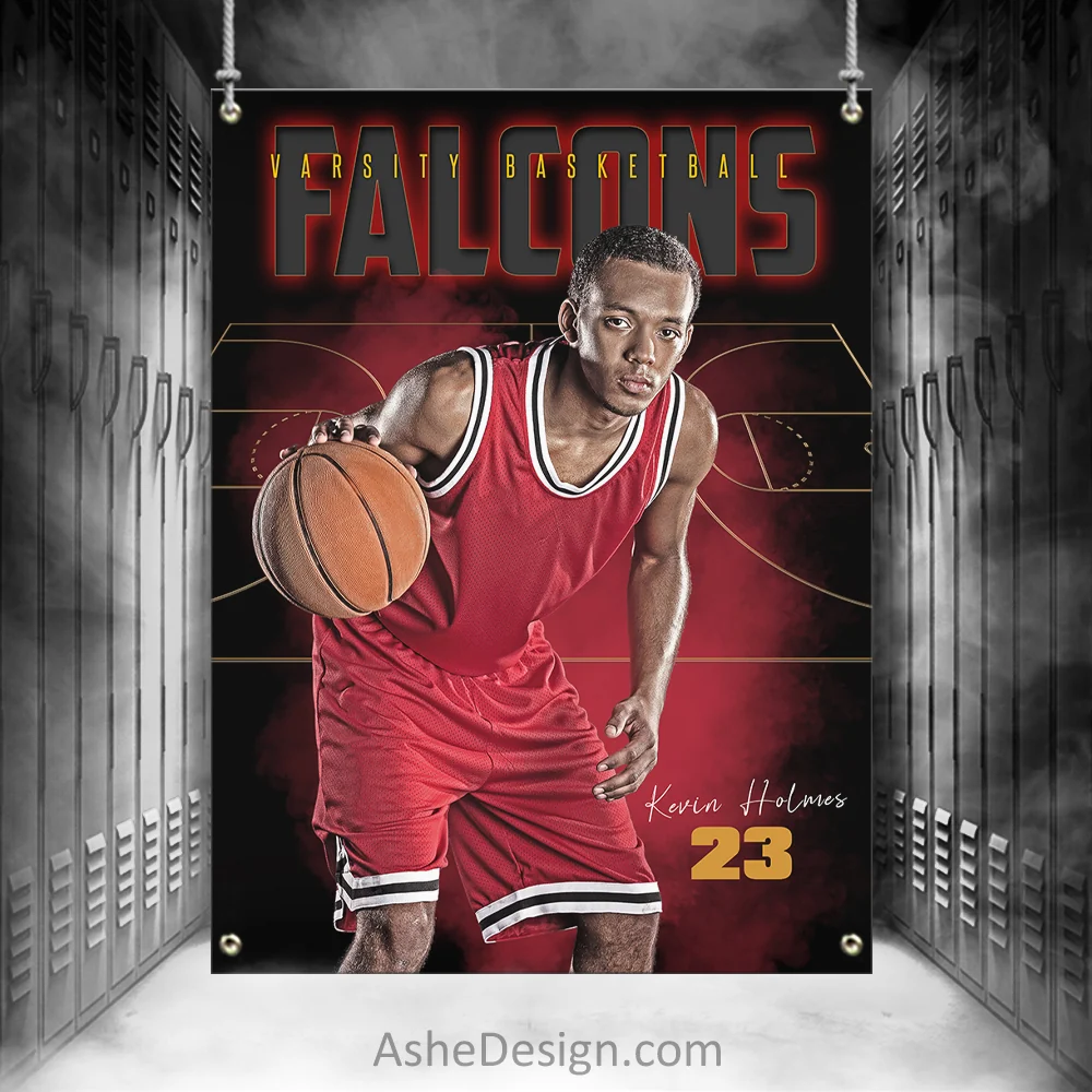 3'x4' Amped Sports Banner - Gold Plated Basketball Template For Photoshop