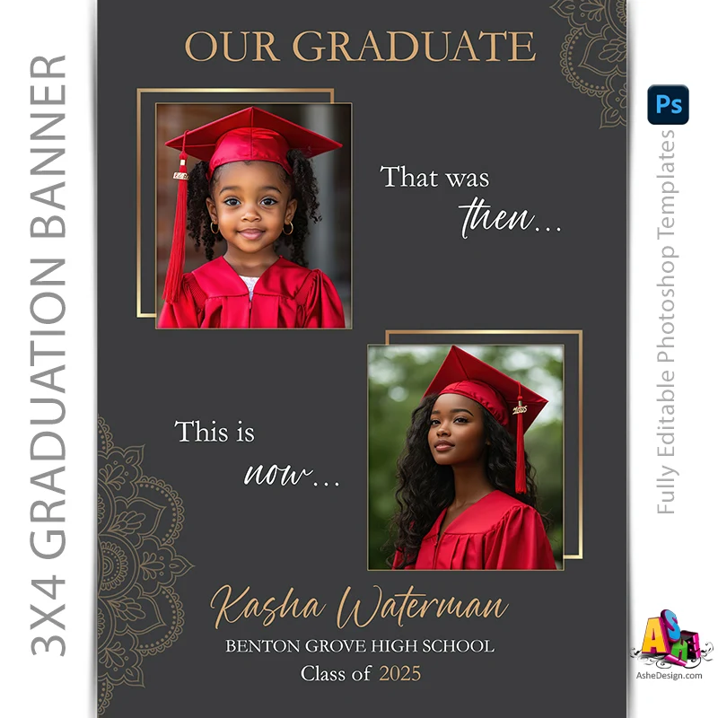 3x4 Graduation Banner - Gold Plated Grad