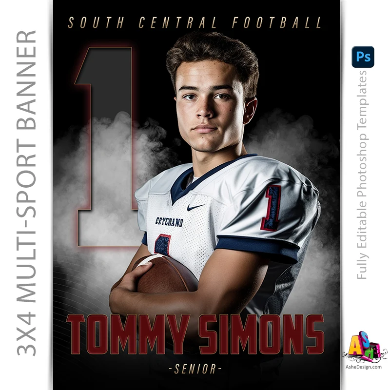 3x4 Multi-Sport Banner - The GOAT Sports Banner Template For Photoshop