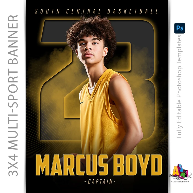 3x4 Multi-Sport Banner - The GOAT Sports Banner Template For Photoshop - Image 3