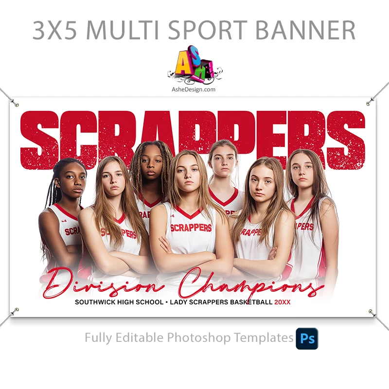 3'x5' Amped Sports Banner - Paint Splatter Sports Template For Photoshop - Image 3