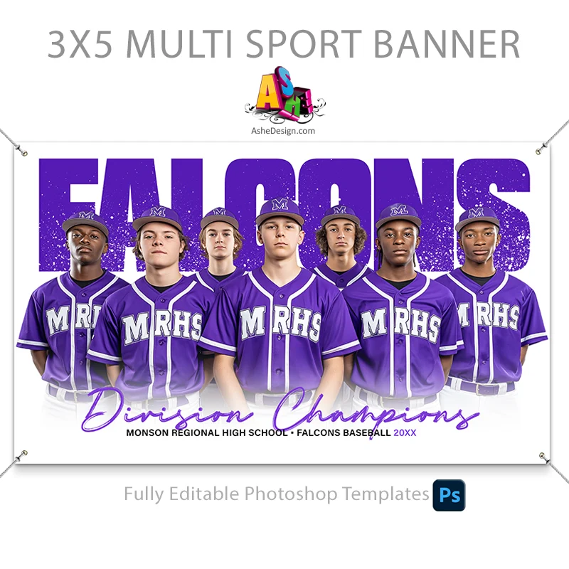 3'x5' Amped Sports Banner - Paint Splatter Sports Template For Photoshop - Image 4