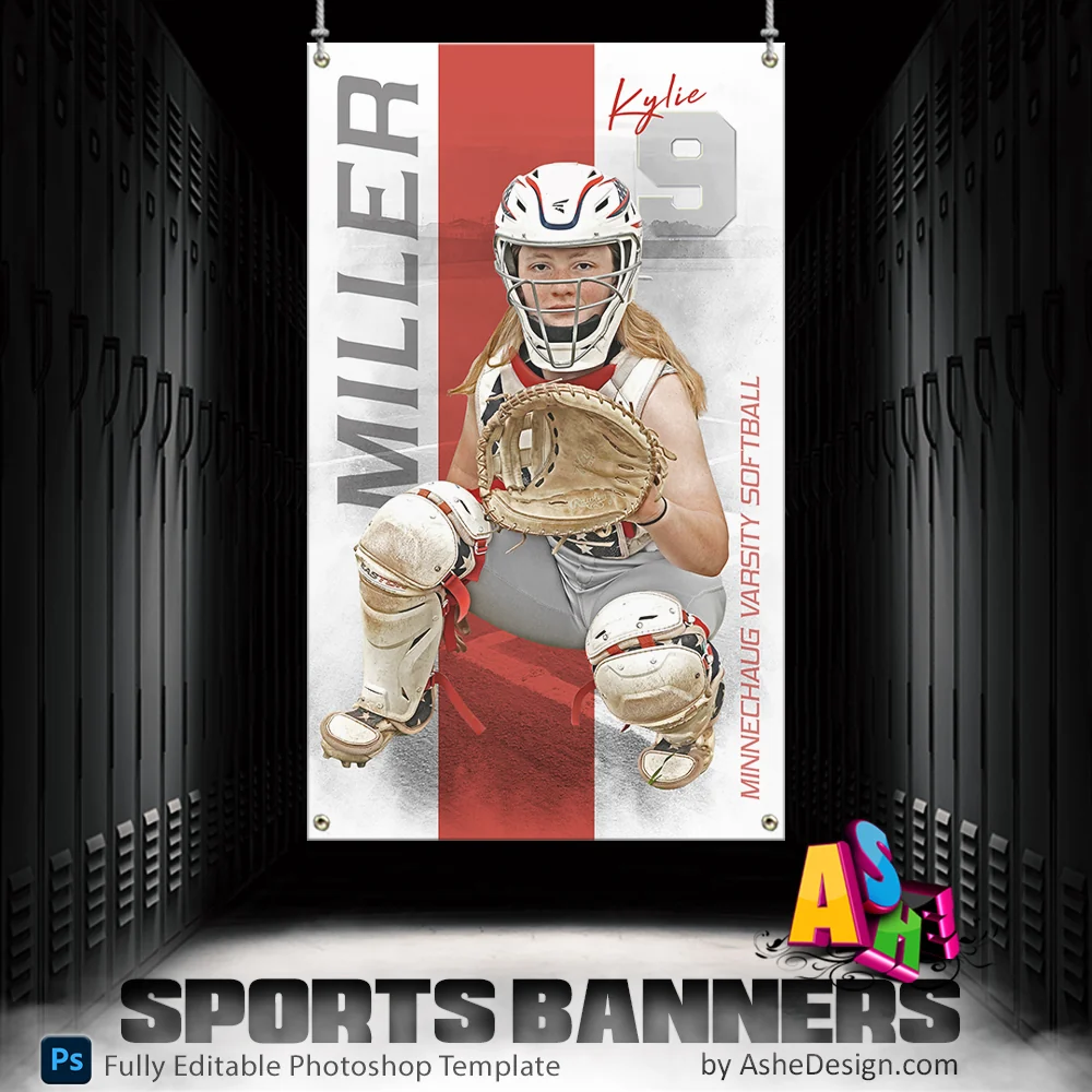 3x5 Softball Banner - Whiteout Softball Sports Banner Template For Photoshop
