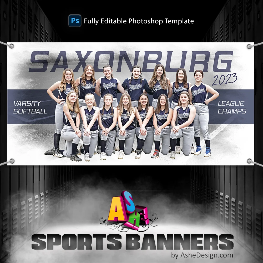 3x6 Softball Team Banner - Whiteout Softball Sports Banner Template For Photoshop