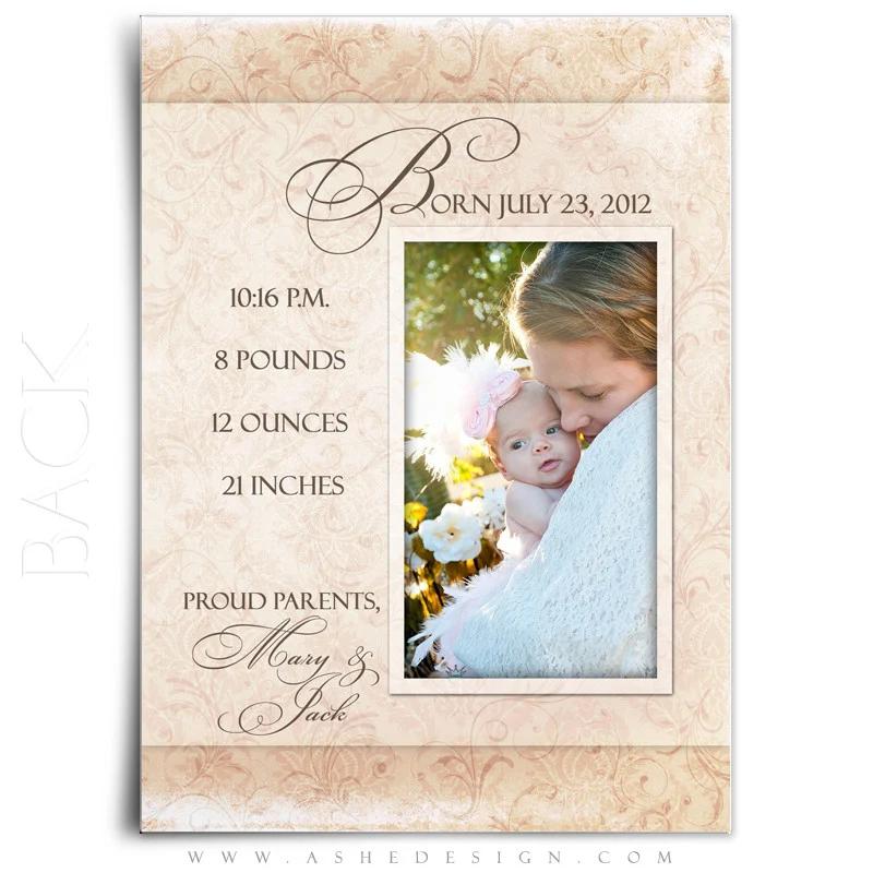 5x7 Flat Birth Announcement - Amber Marie - Image 3