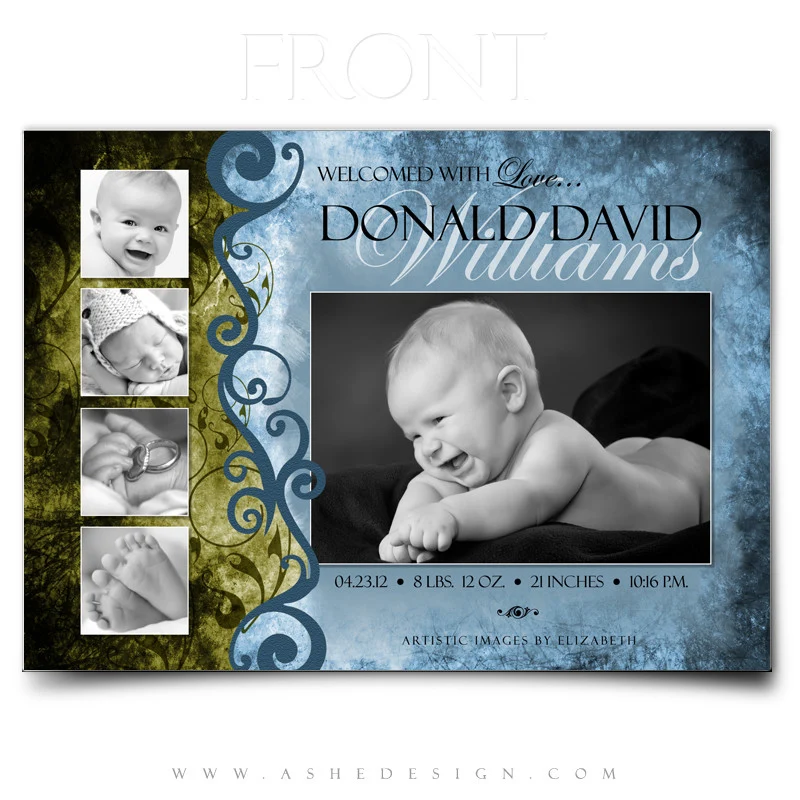 5x7 Flat Birth Announcement - Donald David - Image 2
