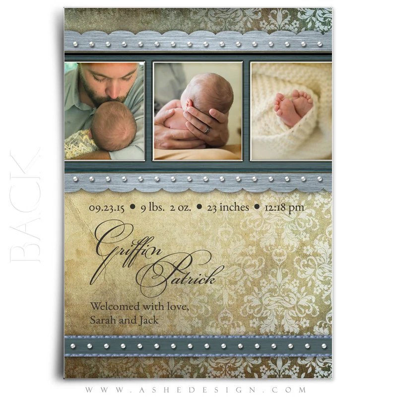 5x7 Flat Birth Announcement - Griffin - Image 3