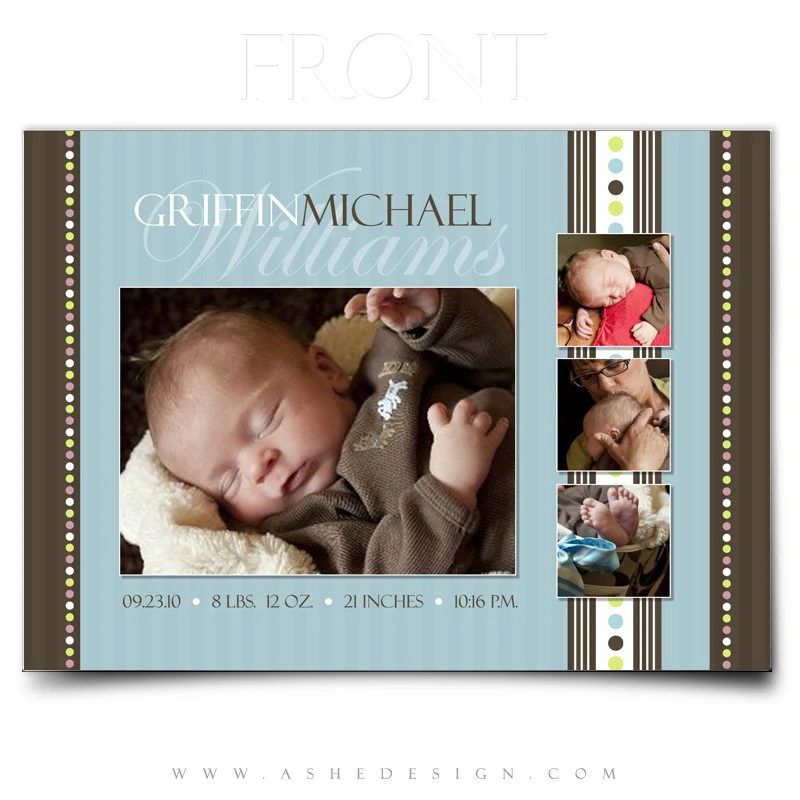 5x7 Flat Birth Announcement - Griffin Michael - Image 2