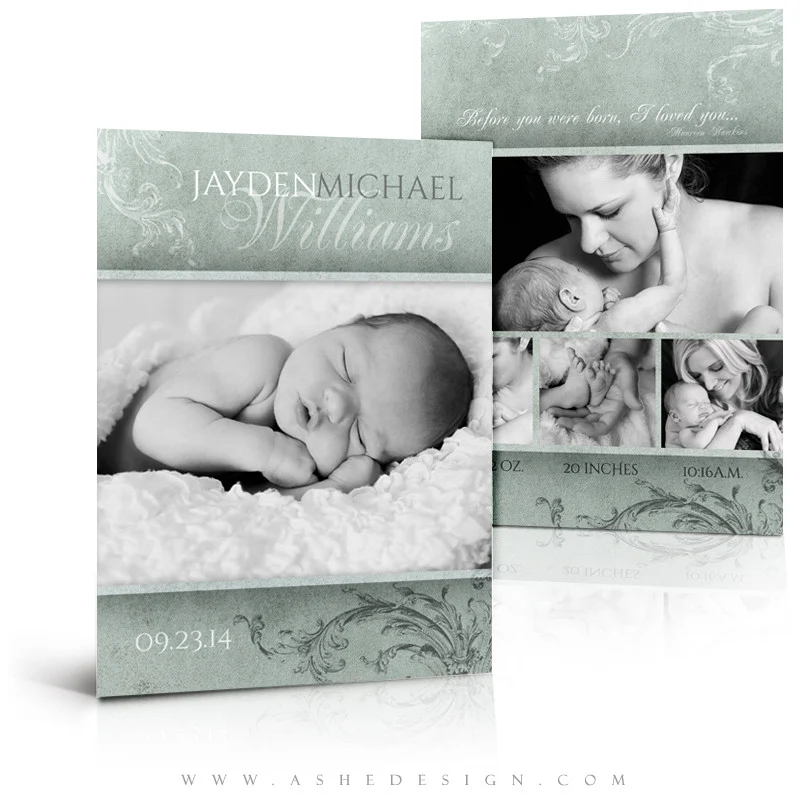 5x7 Flat Card Birth Announcement - A Mother's Love