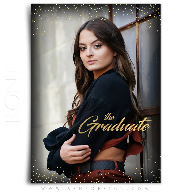 5x7 Flat Card Design - Golden Glitter Grad - Image 2
