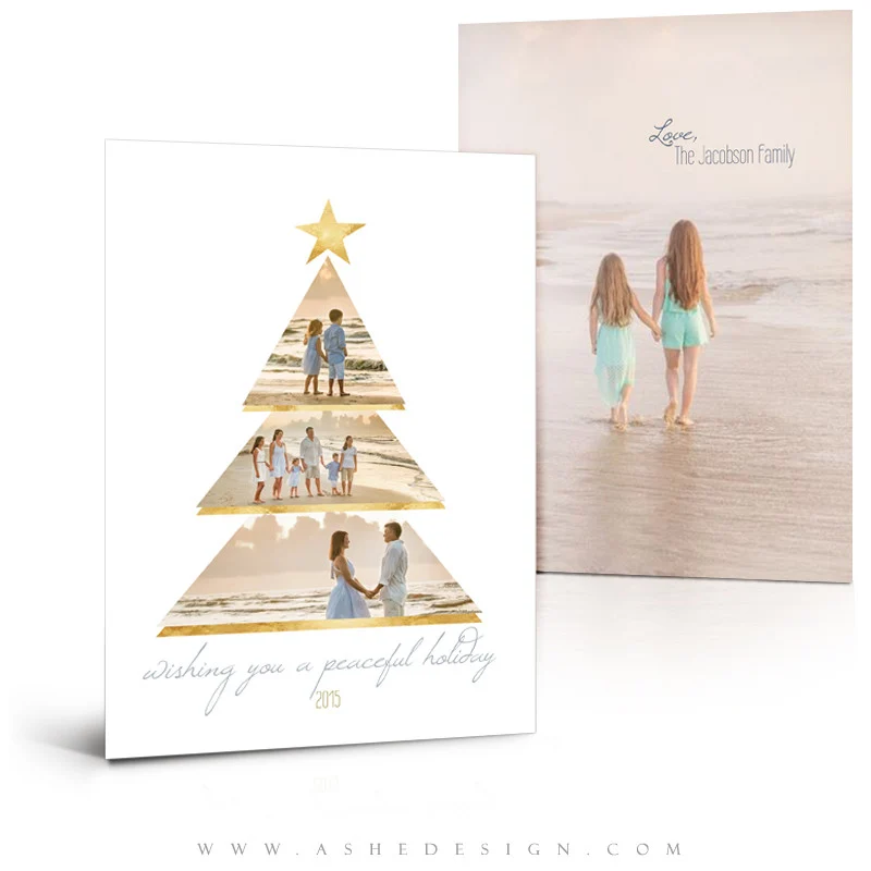 5x7 Flat Christmas Card  - Gold Foil Holiday