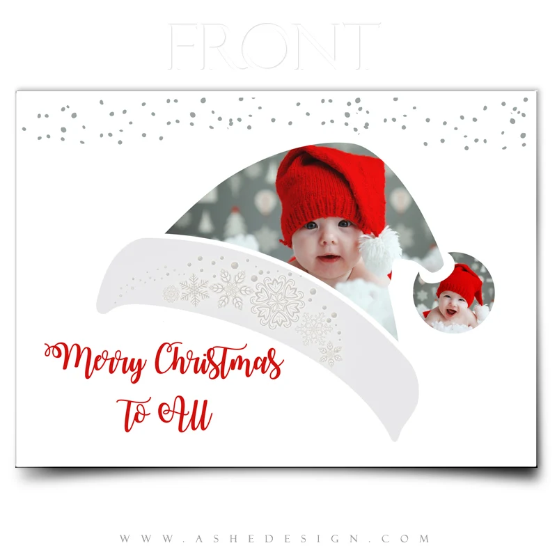 5x7 Flat Christmas Card  - Santa Hat - Image 2