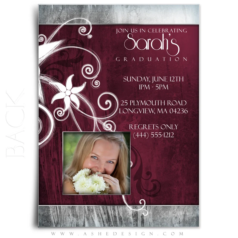5x7 Flat Graduation Card - Steel Magnolia - Image 3