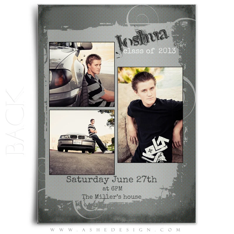 5x7 Flat Graduation Card  - Halftone Him - Image 3