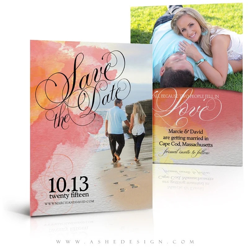 5x7 Flat Save The Date Card  - Watercolors 2015