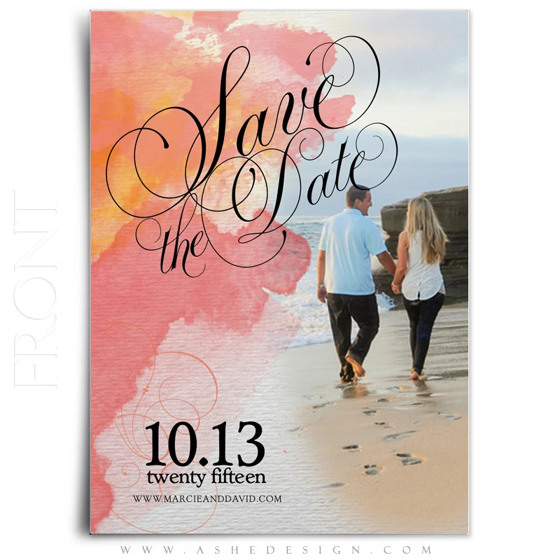 5x7 Flat Save The Date Card  - Watercolors 2015 - Image 2