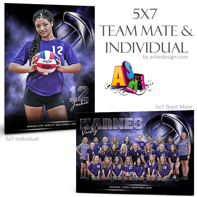 5x7 Team Mate & Individual - Electric Explosion Volleyball