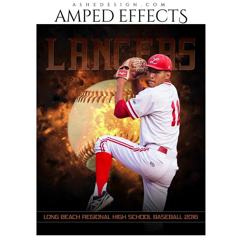 Amped Effects - Backdraft Baseball Poster Template For Photoshop