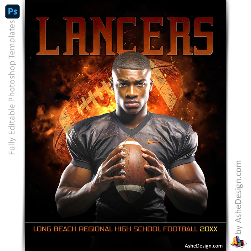 Amped Effects - Backdraft Football Poster Template For Photoshop