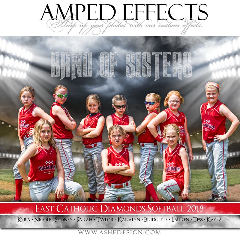 Amped Effects - Band Of Sisters Softball Poster Template For Photoshop