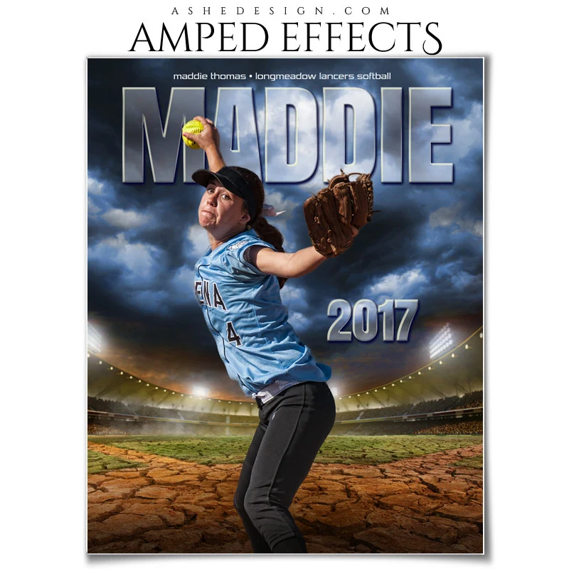 Amped Effects - Breaking Ground - Baseball/Softball Poster Template For Photoshop - Image 2