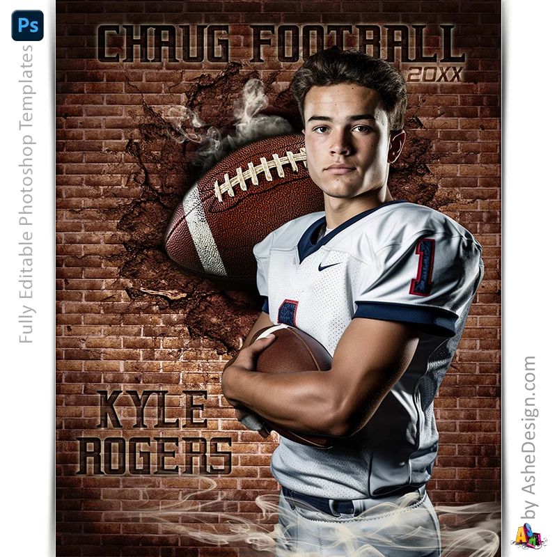 Amped Effects - Brick Blowout Football Poster Template For Photoshop