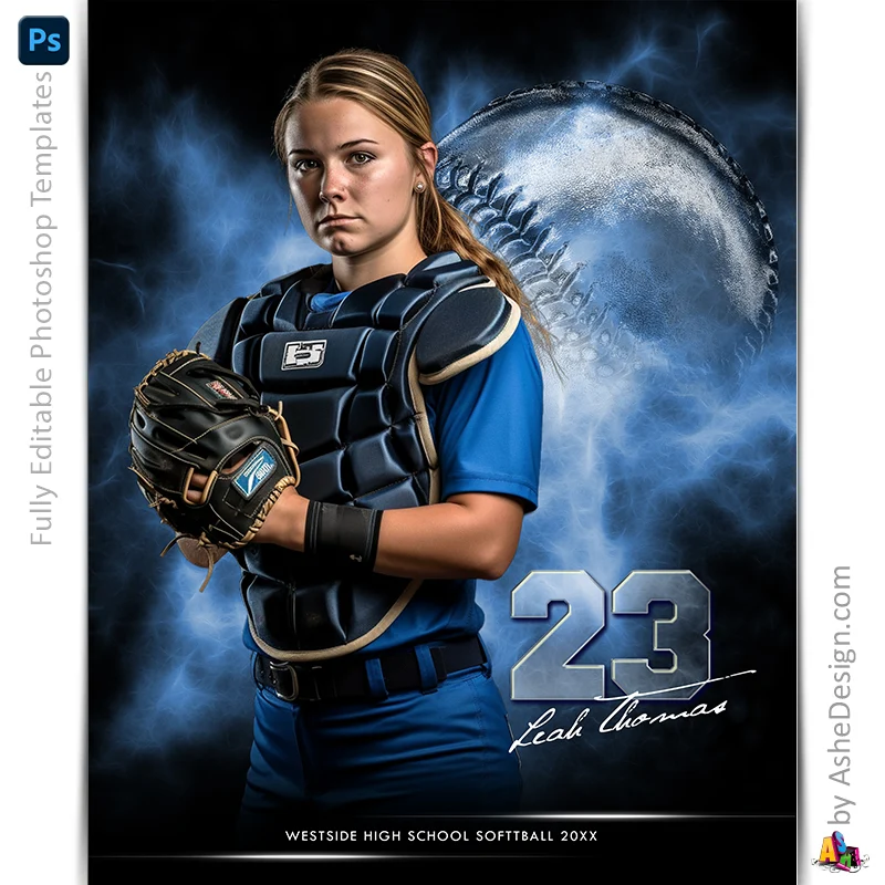 Amped Effects - Electric Explosion - Softball Poster Template For Photoshop