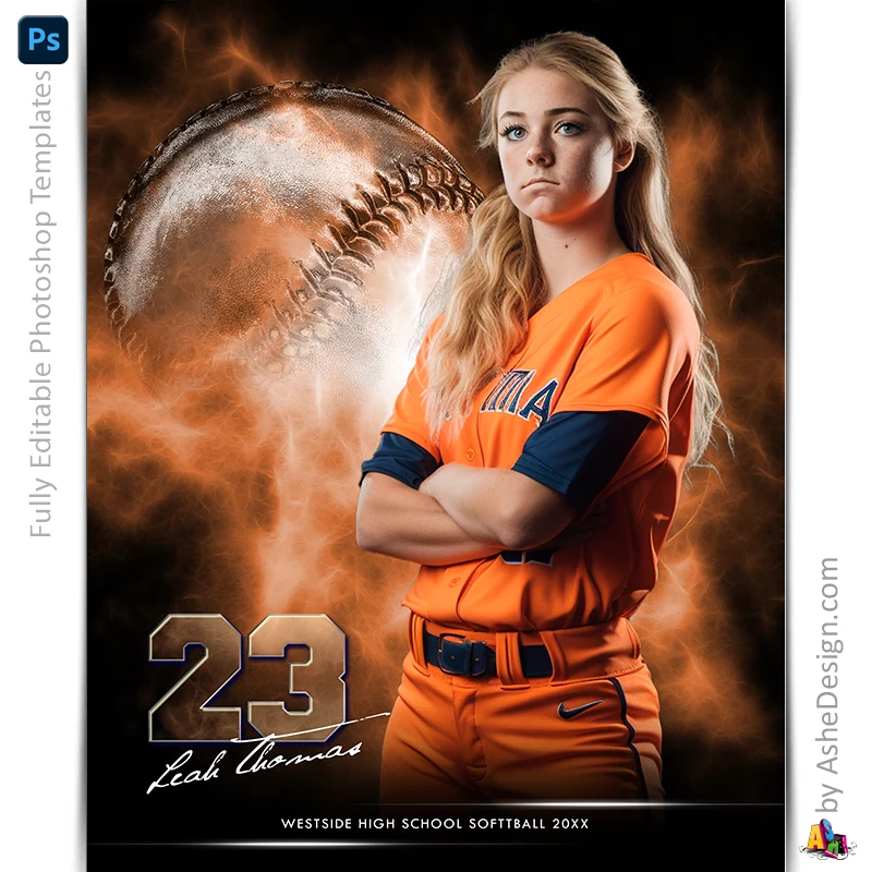 Amped Effects - Electric Explosion - Softball Poster Template For Photoshop - Image 4