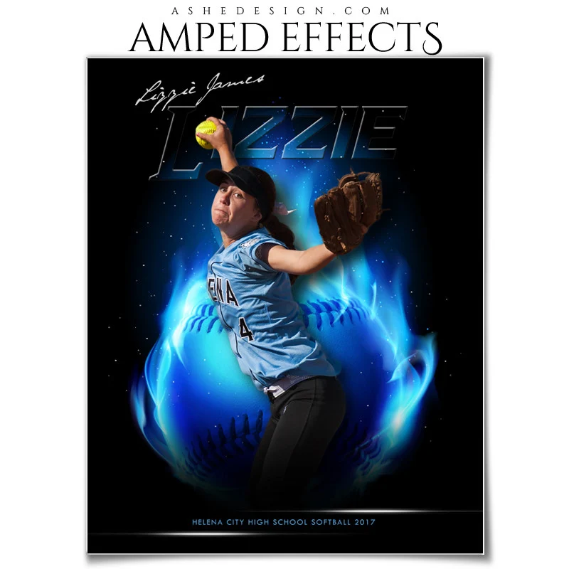 Amped Effects - Fireball - Baseball Poster Template For Photoshop - Image 2