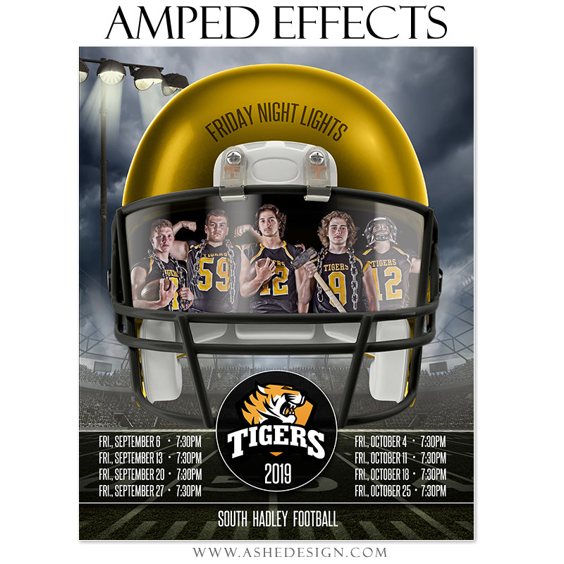 Amped Effects - Football Helmet Game Schedule Poster Template For Photoshop