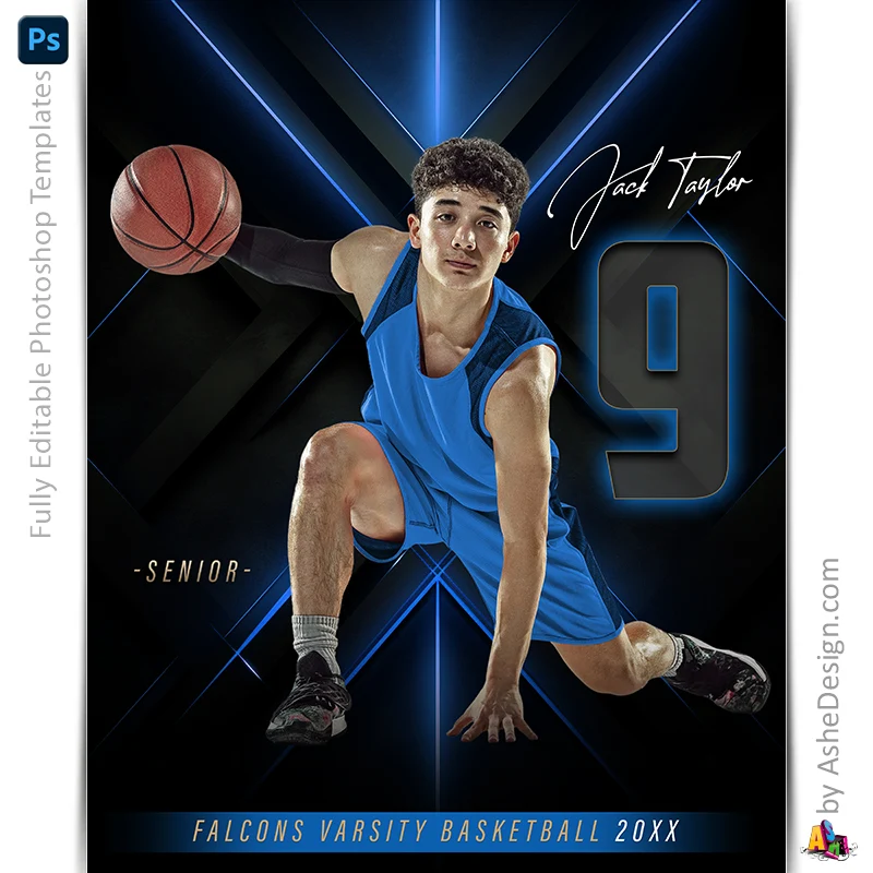 Amped Effects - Glowing Lines Multi-Sport Poster Template For Photoshop - Image 4