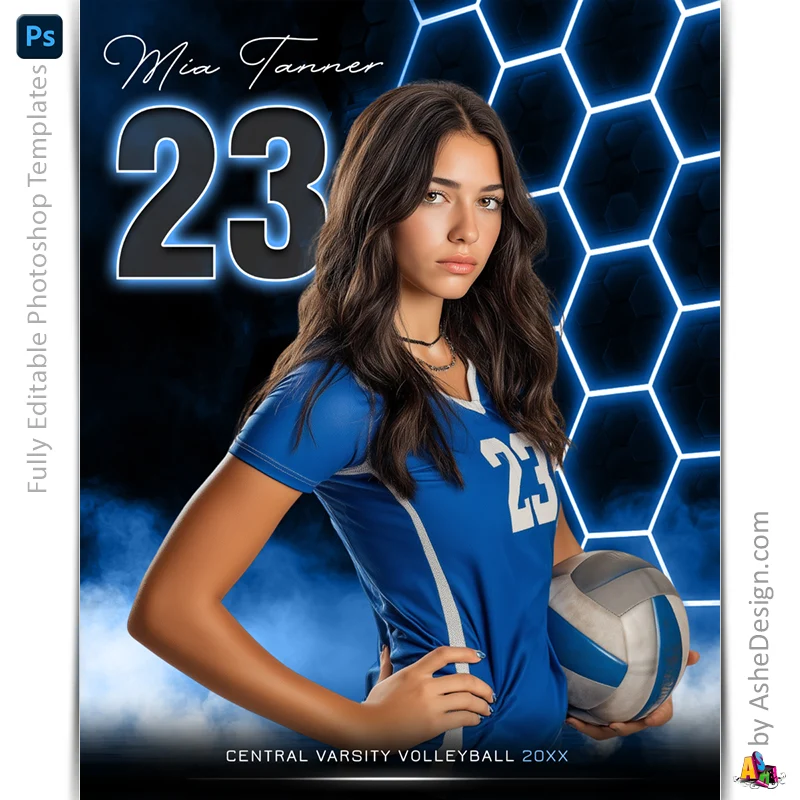 Amped Effects - Honeycomb Glow Multi-Sport Poster Template For Photoshop - Image 5