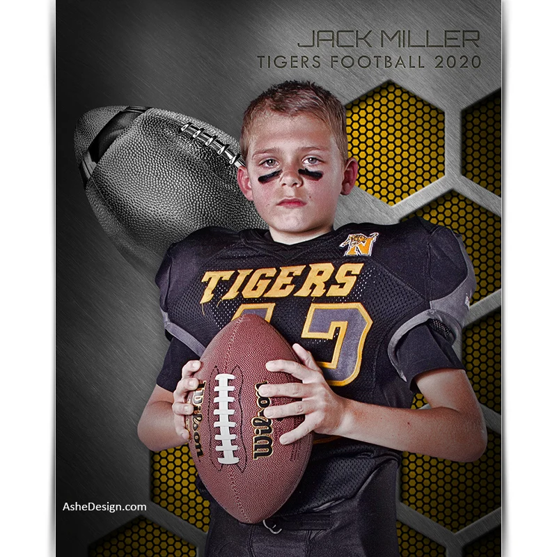 Amped Effects - Honeycomb Steel - Football Poster Template For Photoshop