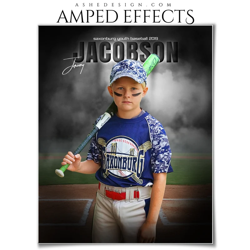 Amped Effects - In The Shadows Baseball Poster Template For Photoshop