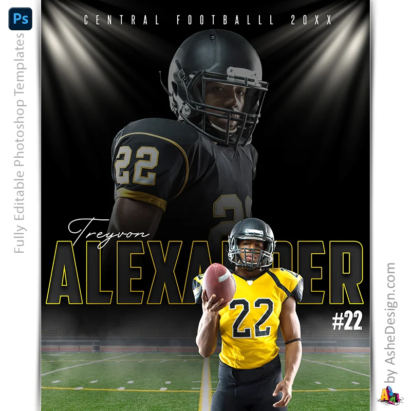 Amped Effects - In The Spotlight Football Poster Template For Photoshop