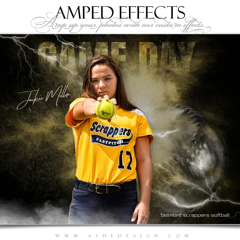Amped Effects - Lightning Storm Softball Poster Template For Photoshop