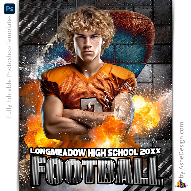Amped Effects - Molten Football Poster Template For Photoshop