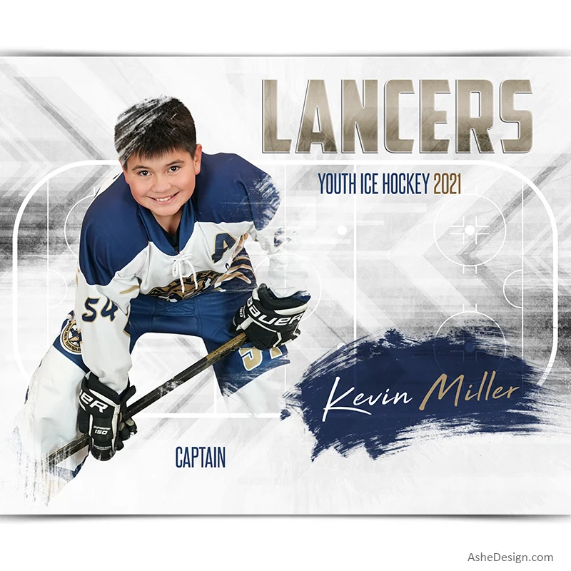 Amped Effects - Painted Ice Hockey Sports Poster Template For Photoshop