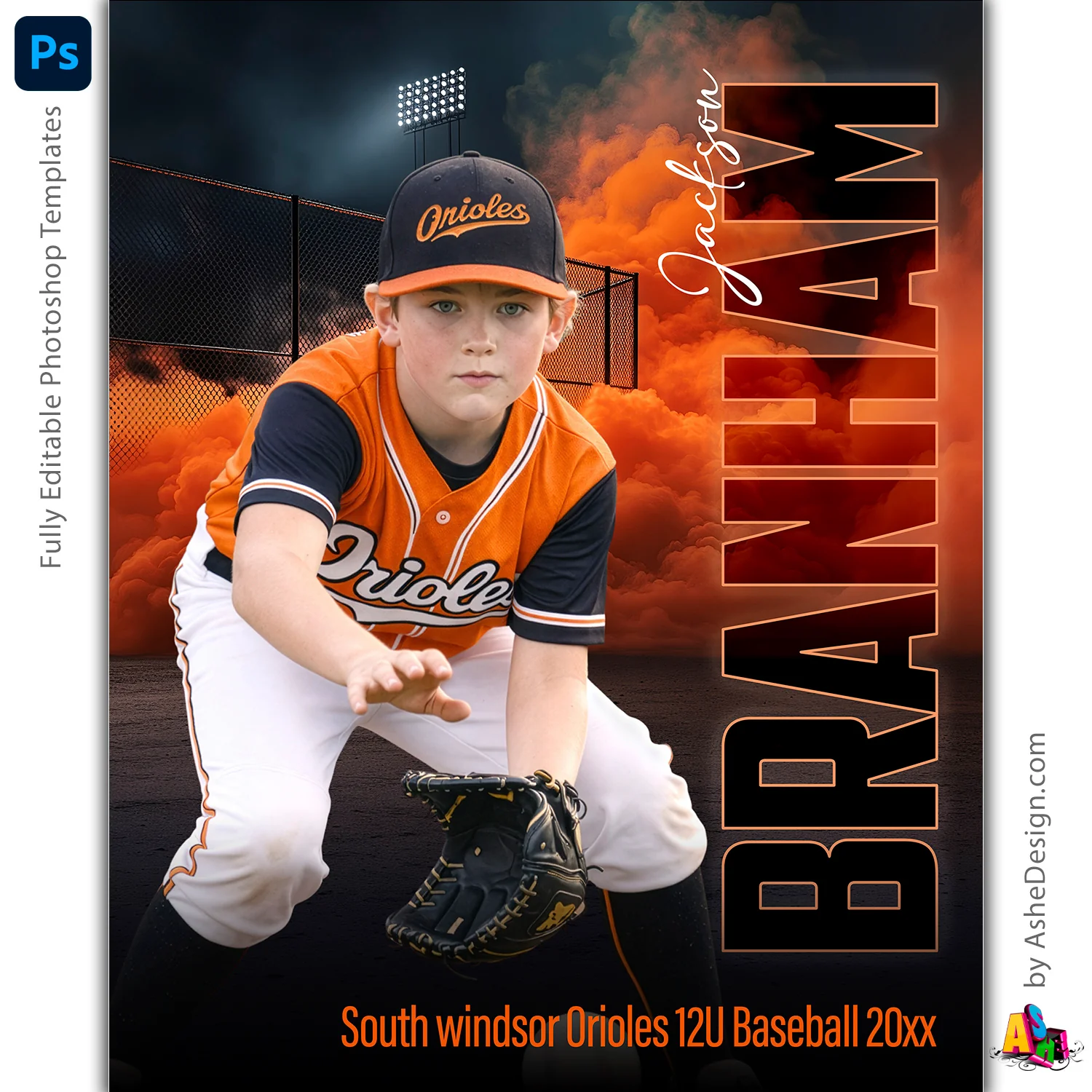 Amped Effects - Power Play Baseball Poster Template For Photoshop