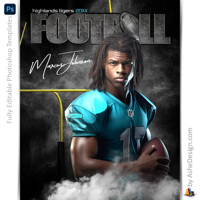 Amped Effects - Rocked Football Poster Template For Photoshop