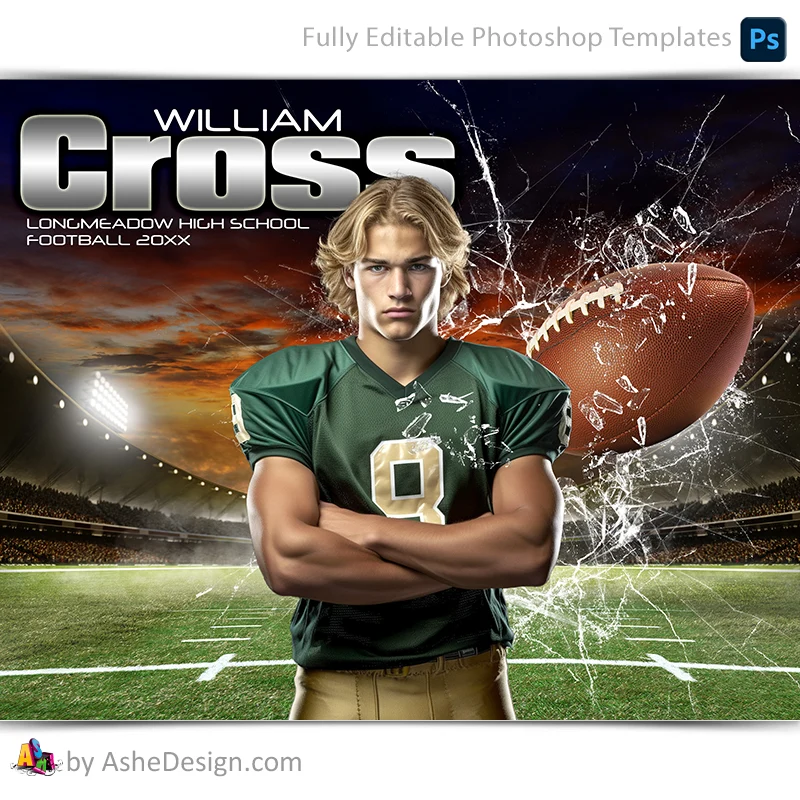 Amped Effects - Smashing Through Football Poster Template For Photoshop