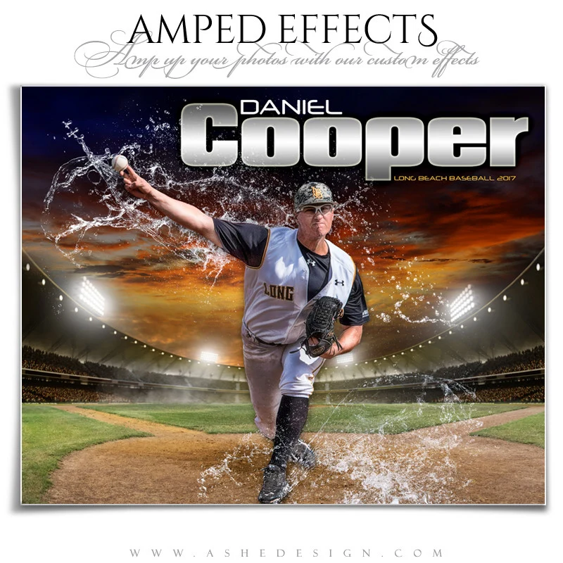 Amped Effects - Splashing Through - Baseball Poster Template For Photoshop
