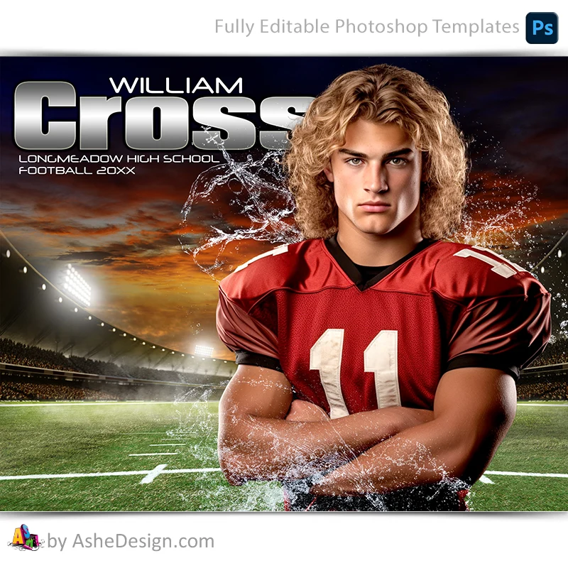Amped Effects - Splashing Through Football Poster Template For Photoshop