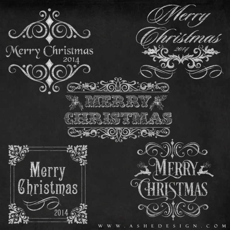Amped Up Word Art Set - Chalkboard Merry Christmas