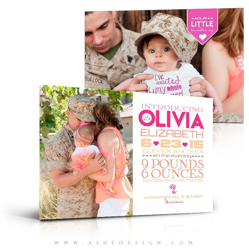 5x7 Flat Birth Announcement - Simply Baby Olivia